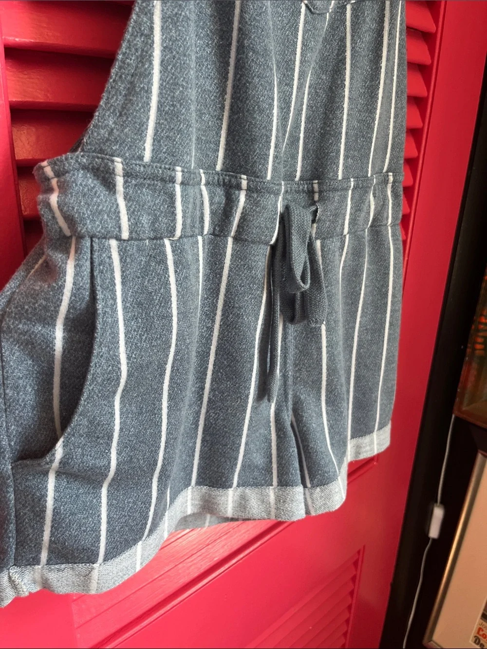 Women’s stripe soft feel jean look style bibs MEDIUM